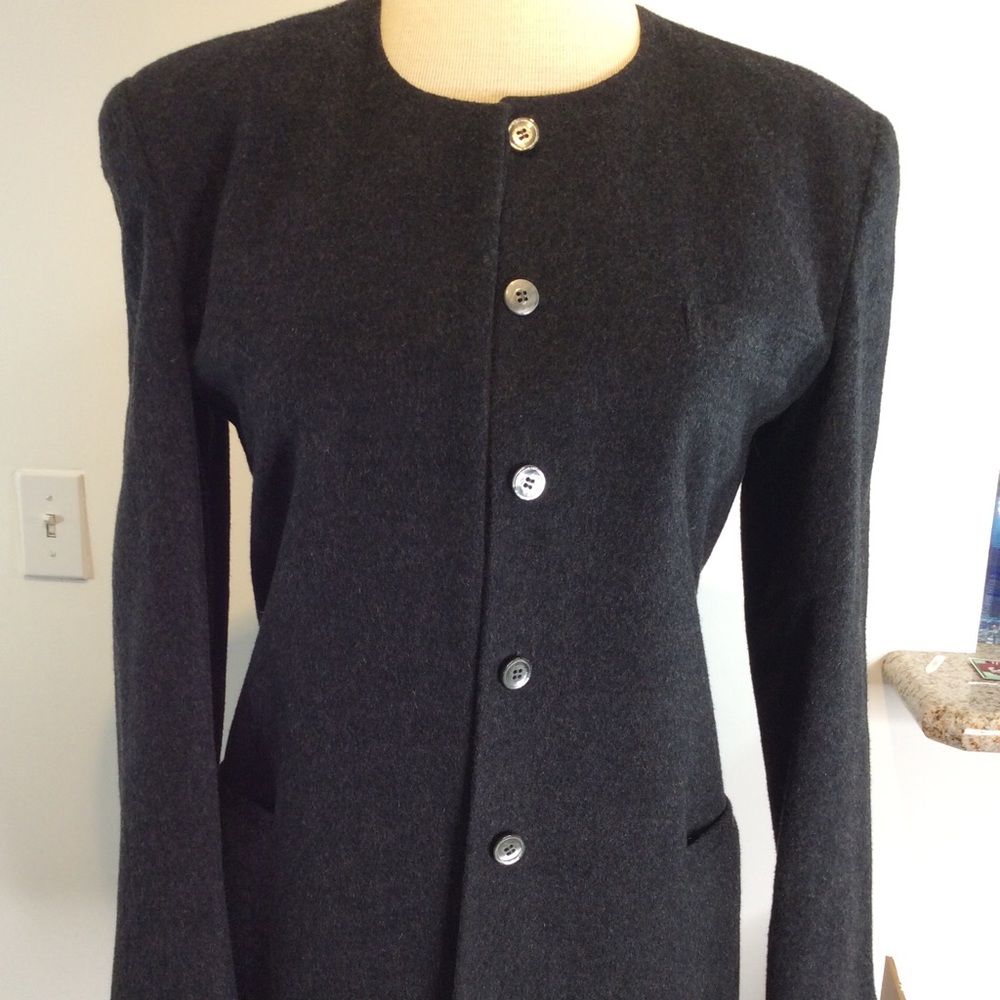 Bergdorf Goodman Cashmere Jacket Gray Button Front